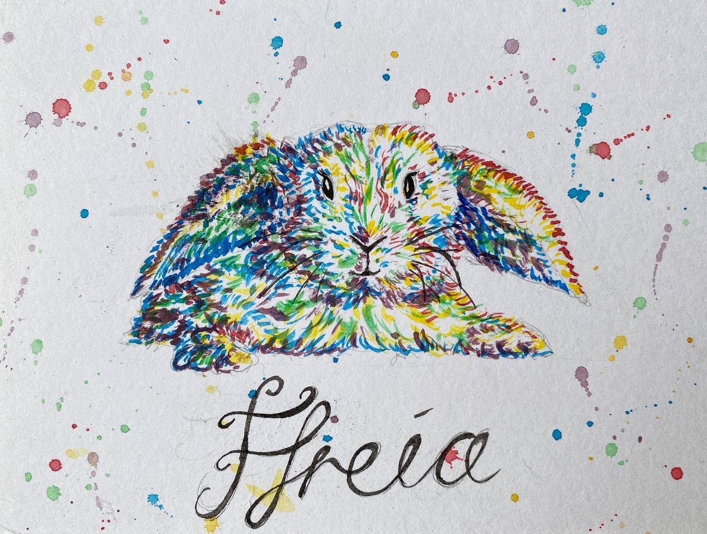 A cute, colourful bunny Ffreia!