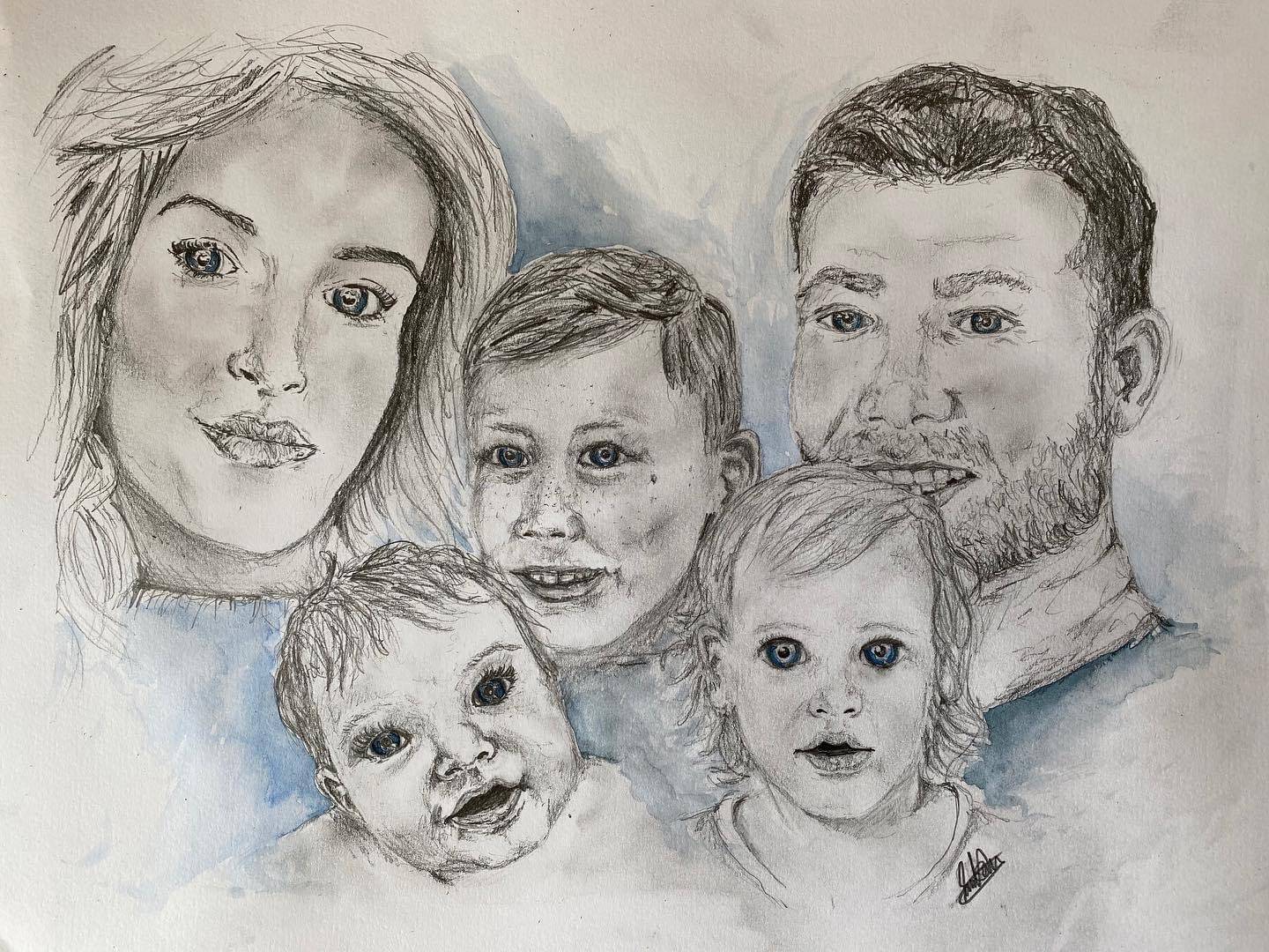 Pencil family portrait commission