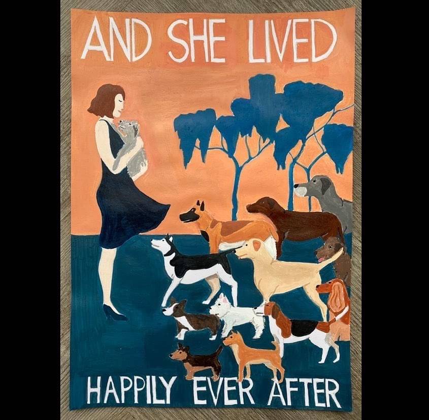 A commission for a dog walker with a vintage poster feel
